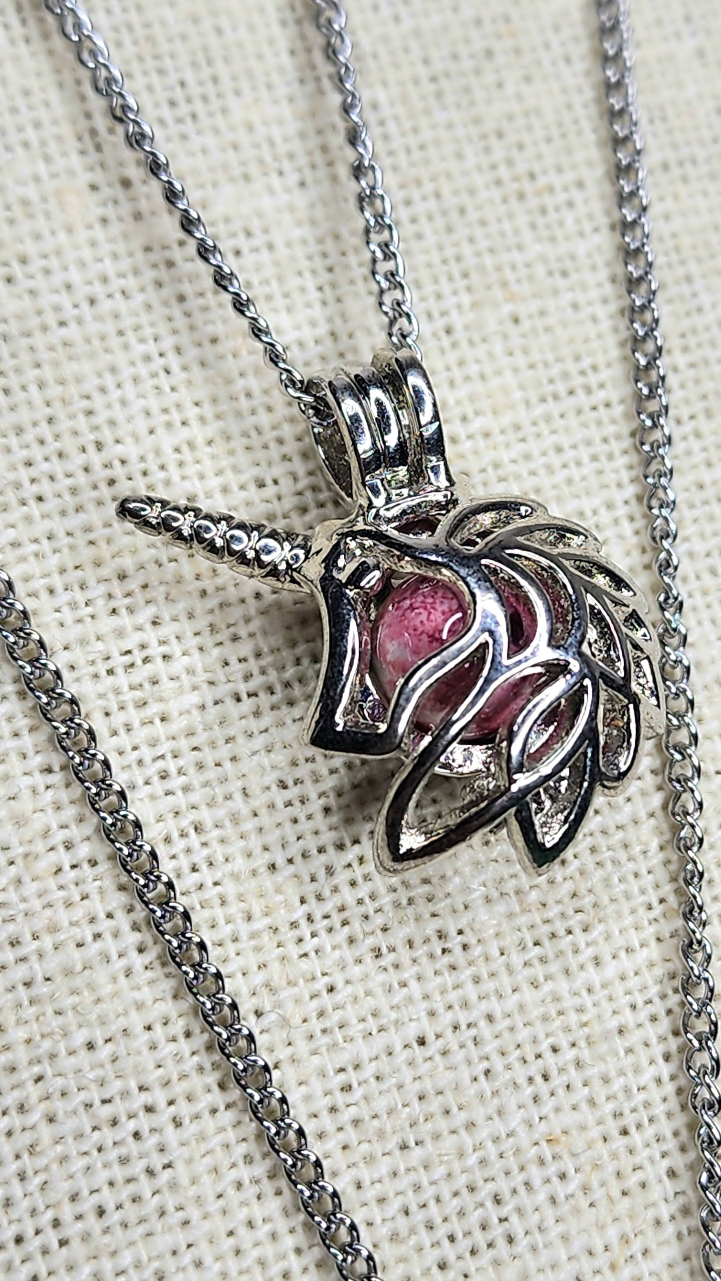 Pink Plum Jasper Unicorn Necklaces