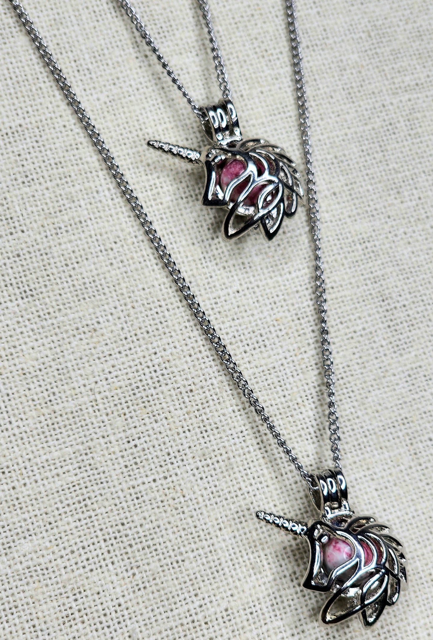 Pink Plum Jasper Unicorn Necklaces