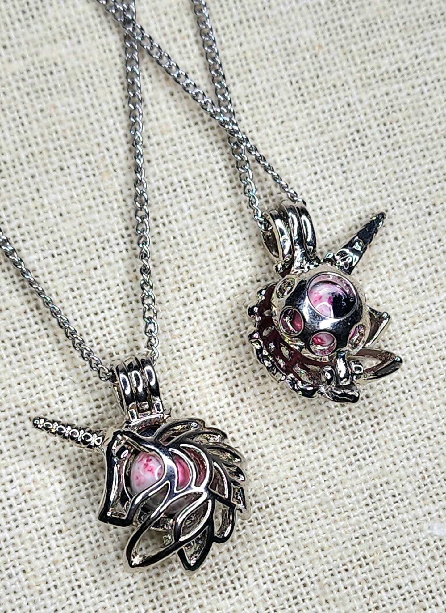 Pink Plum Jasper Unicorn Necklaces