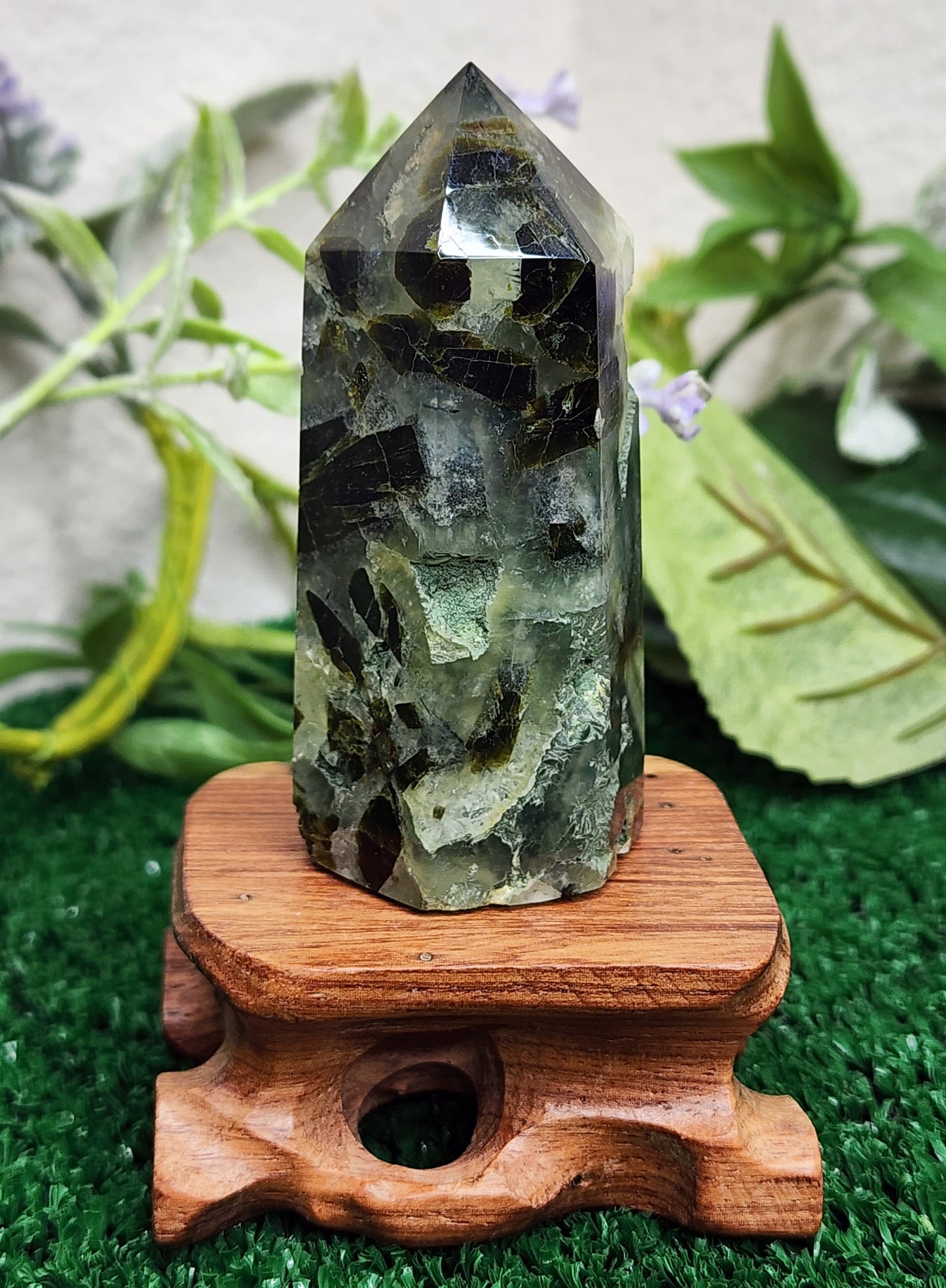 Prehnite with Epidote Tower (#2)💚