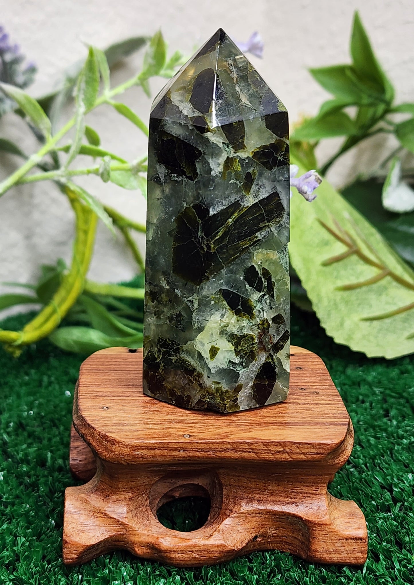 Prehnite with Epidote Tower (#2)💚