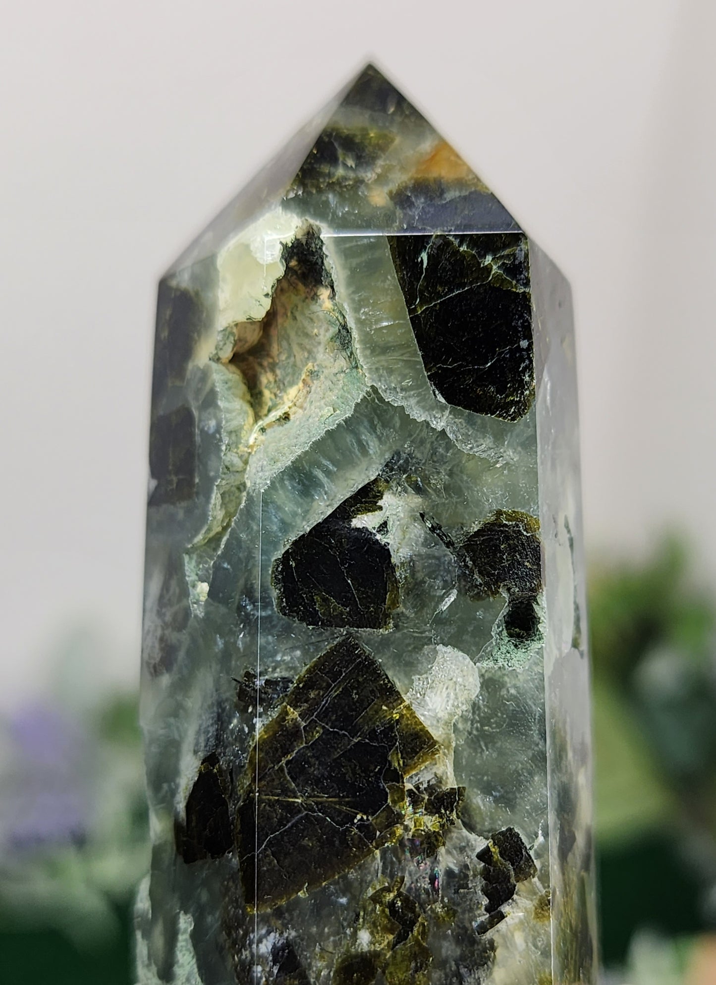 Prehnite with Epidote Tower (#2)💚