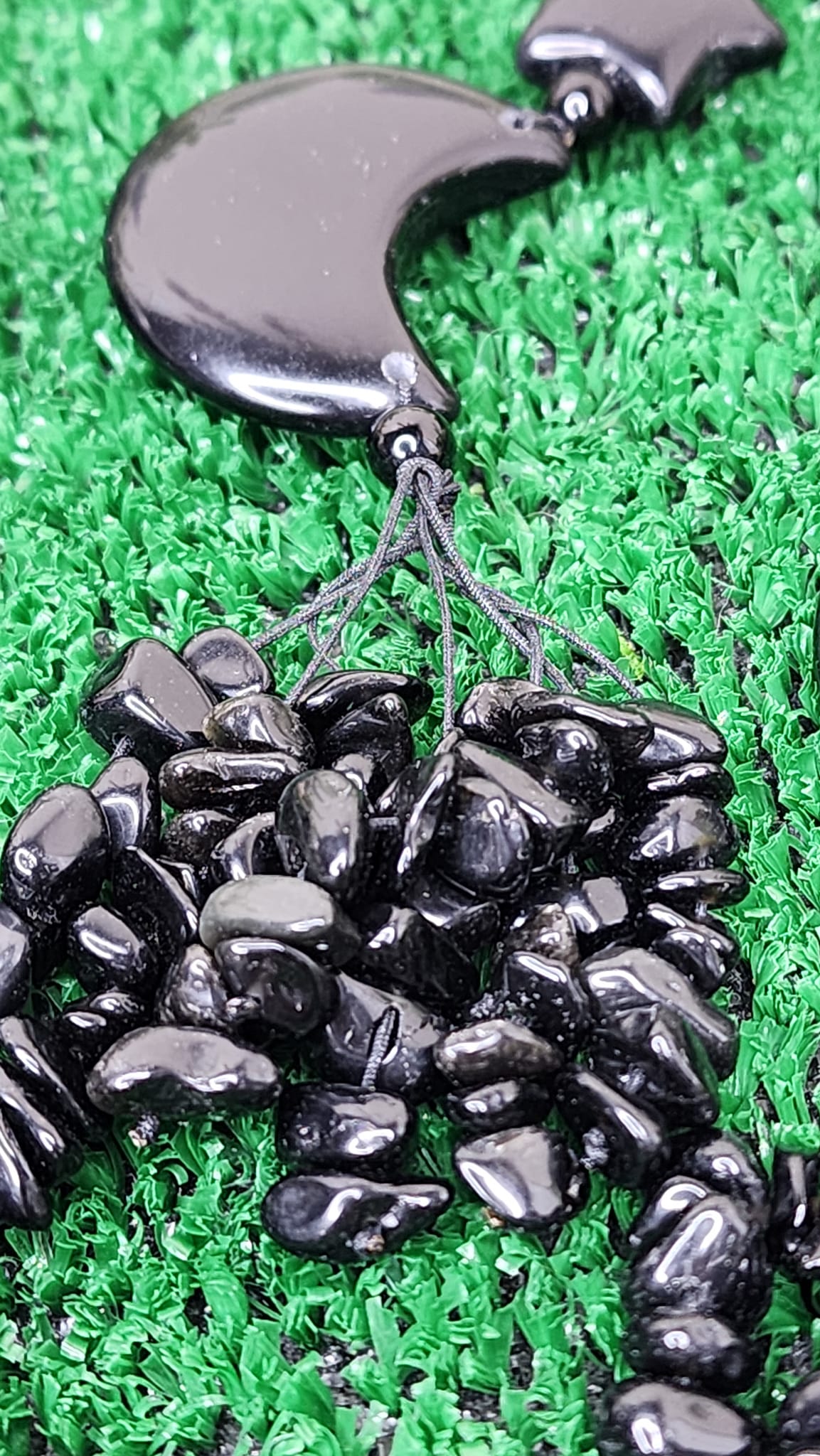 Black Obsidian Moon and Star Hangers