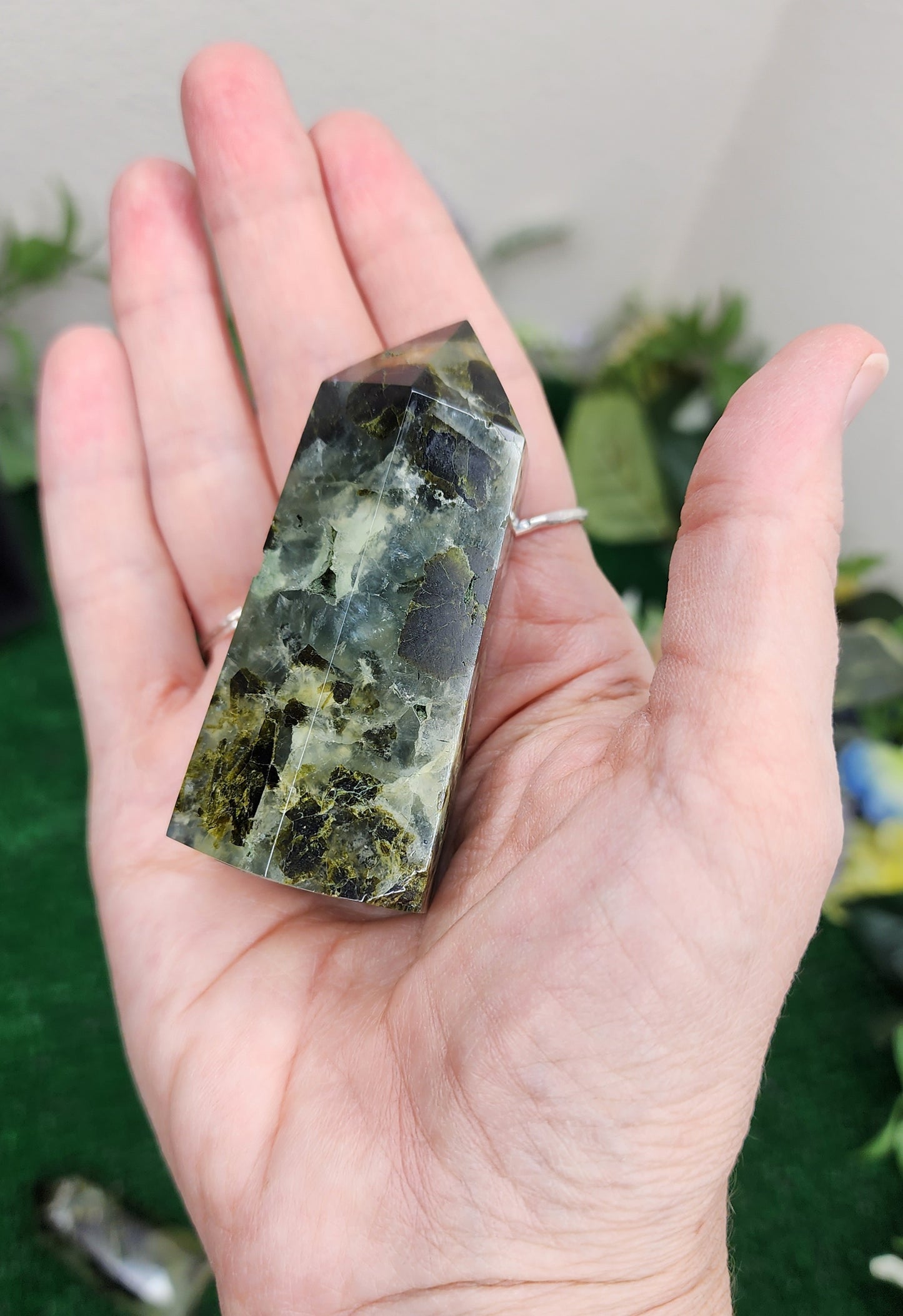 Prehnite with Epidote Tower (#2)💚
