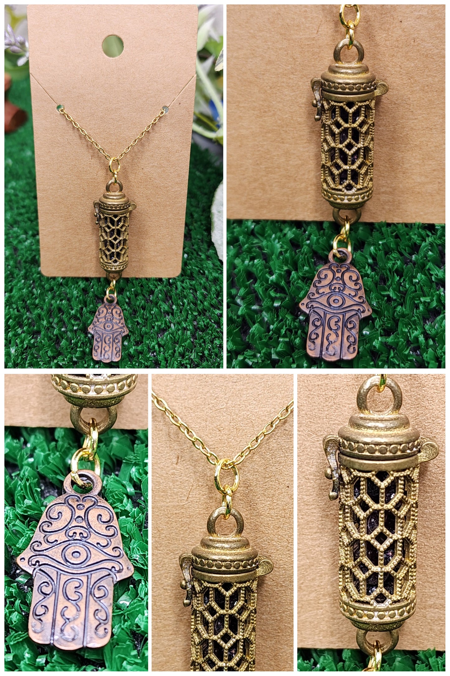 Copper Cage Pendants with Crystal Chips and Charms✨️