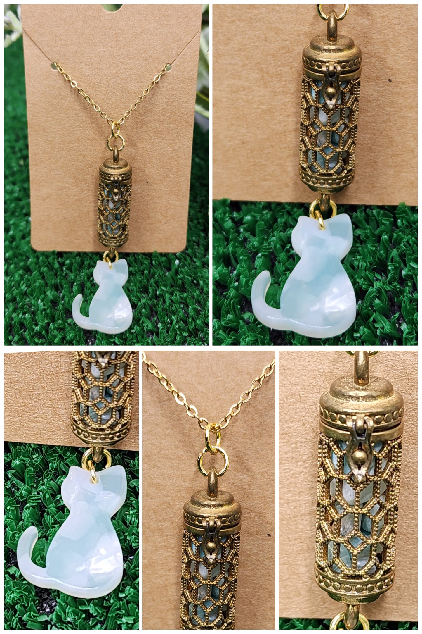 Copper Cage Pendants with Crystal Chips and Charms✨️