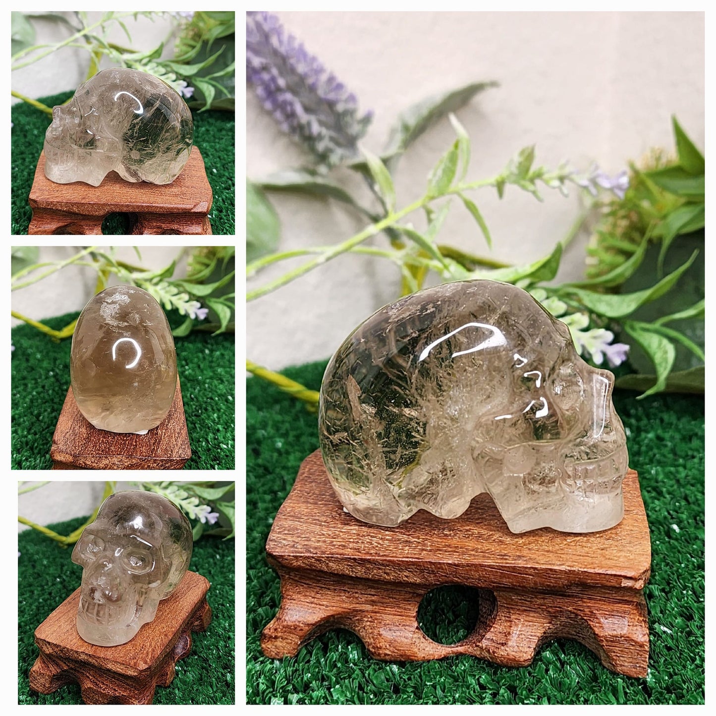 Smoky Quartz & Clear Quartz Crystal Skulls