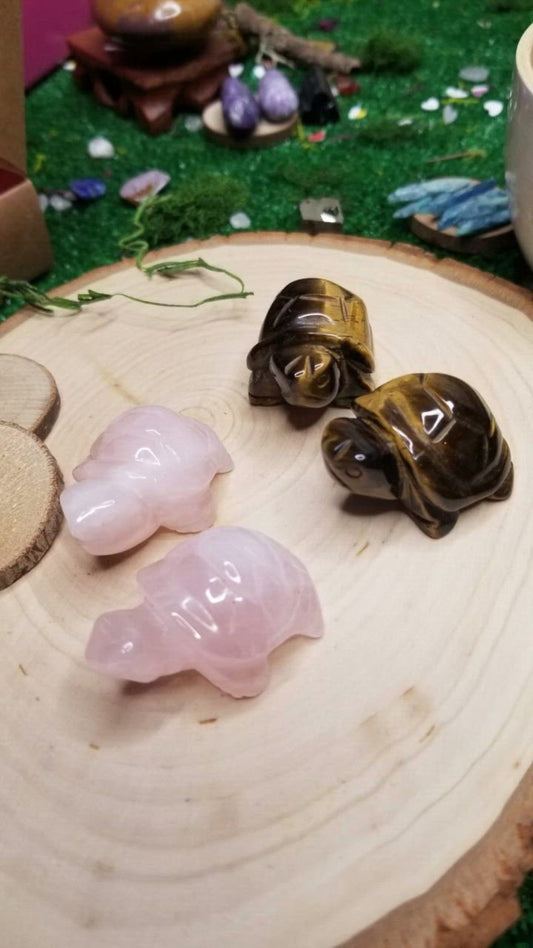 Carved Crystal Turtles