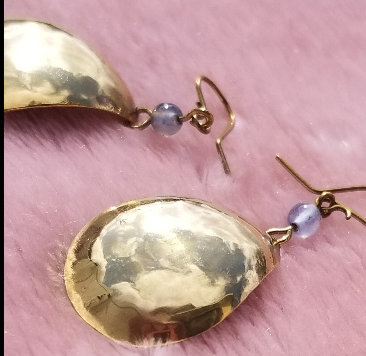 Bronze Teardrop Earrings with Light Blue Agate
