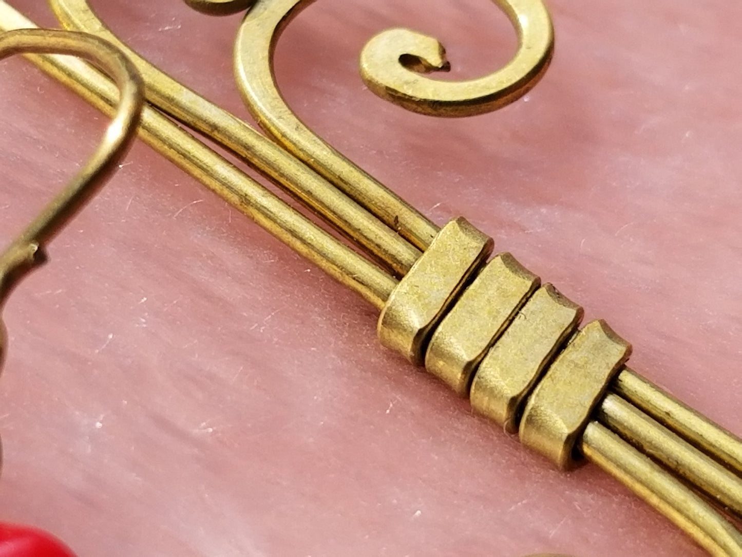 Bronze Earrings with Red Sea Coral