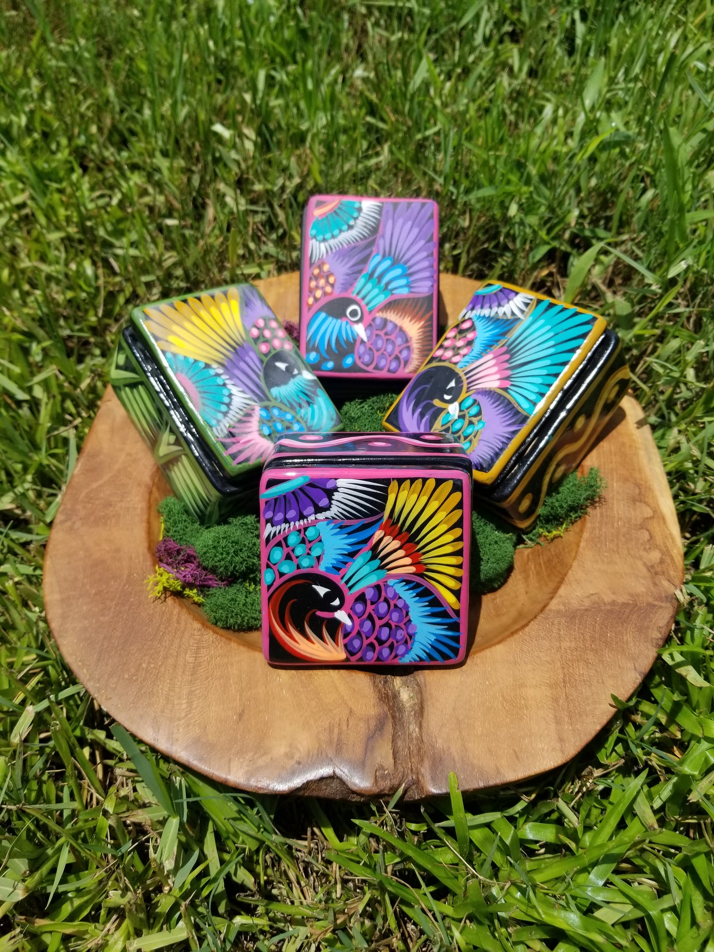 Clay Peacock & Owl Keepsake Boxes