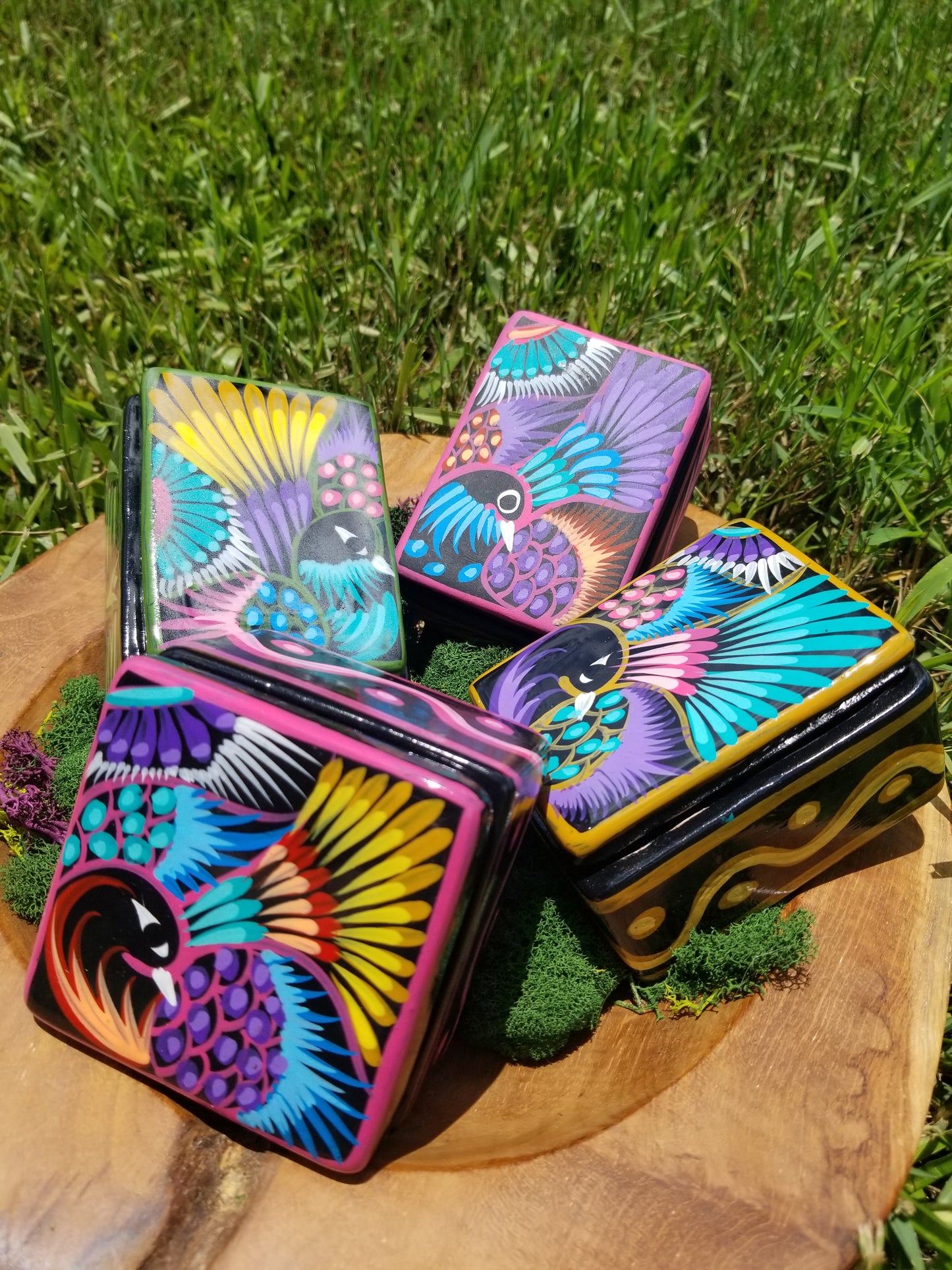 Clay Peacock & Owl Keepsake Boxes