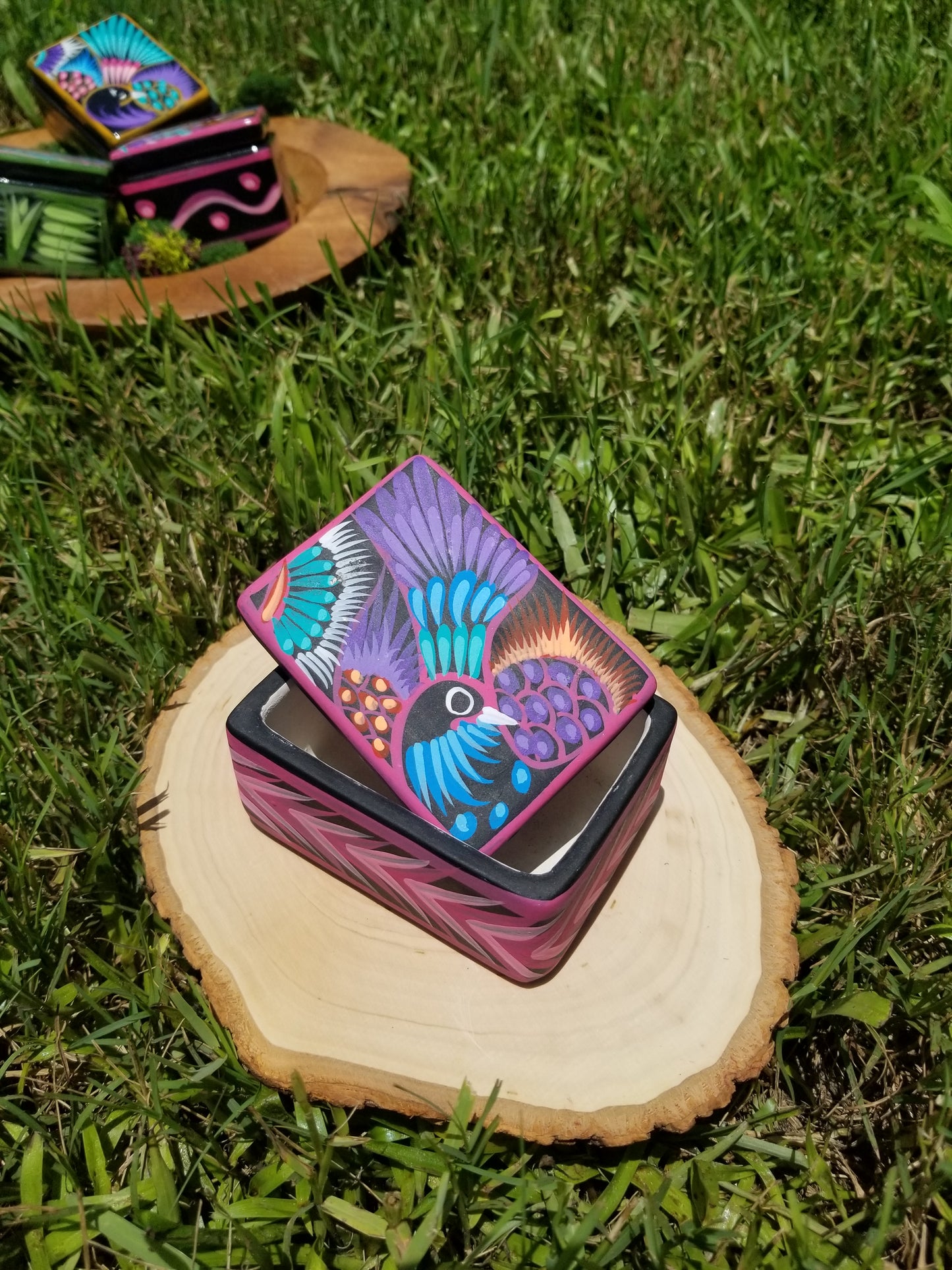 Clay Peacock & Owl Keepsake Boxes