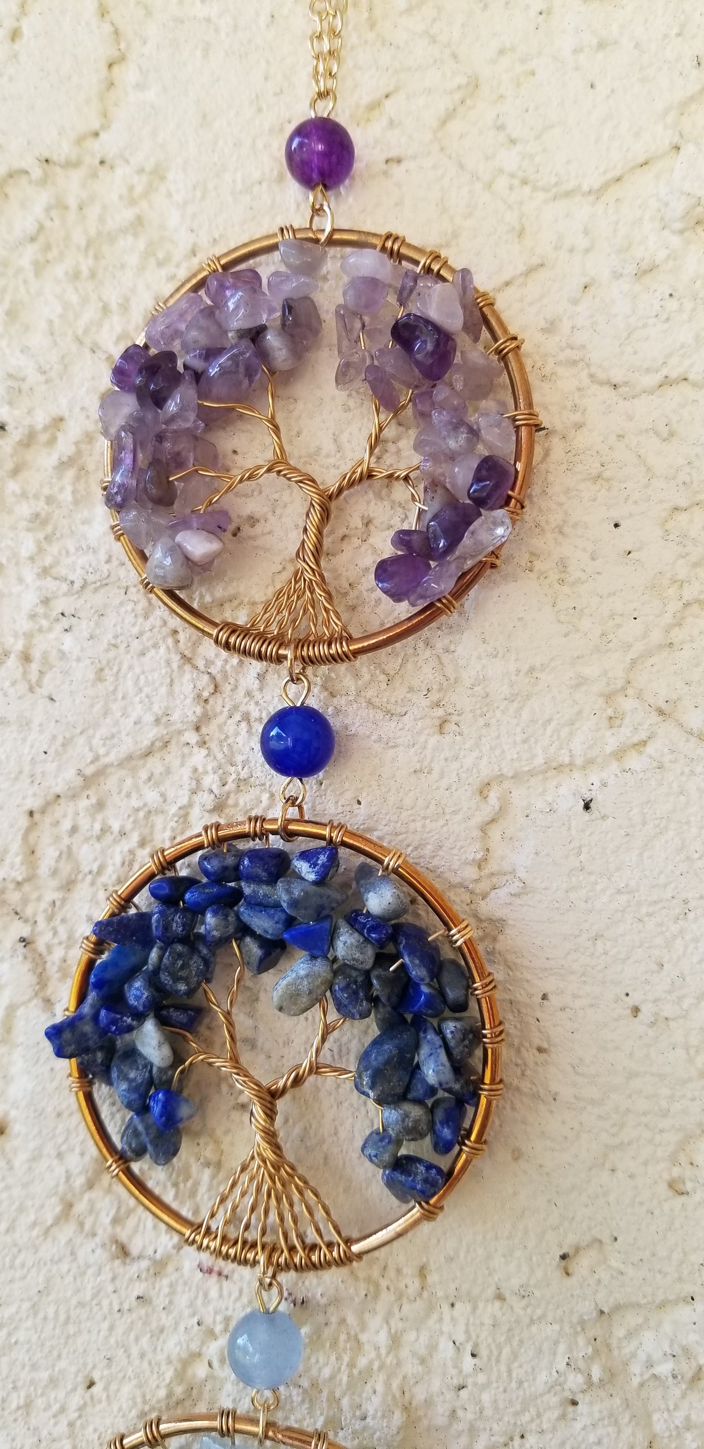 Tree of Life Hanging Crystal Decor w/ 7 Chakra Trees