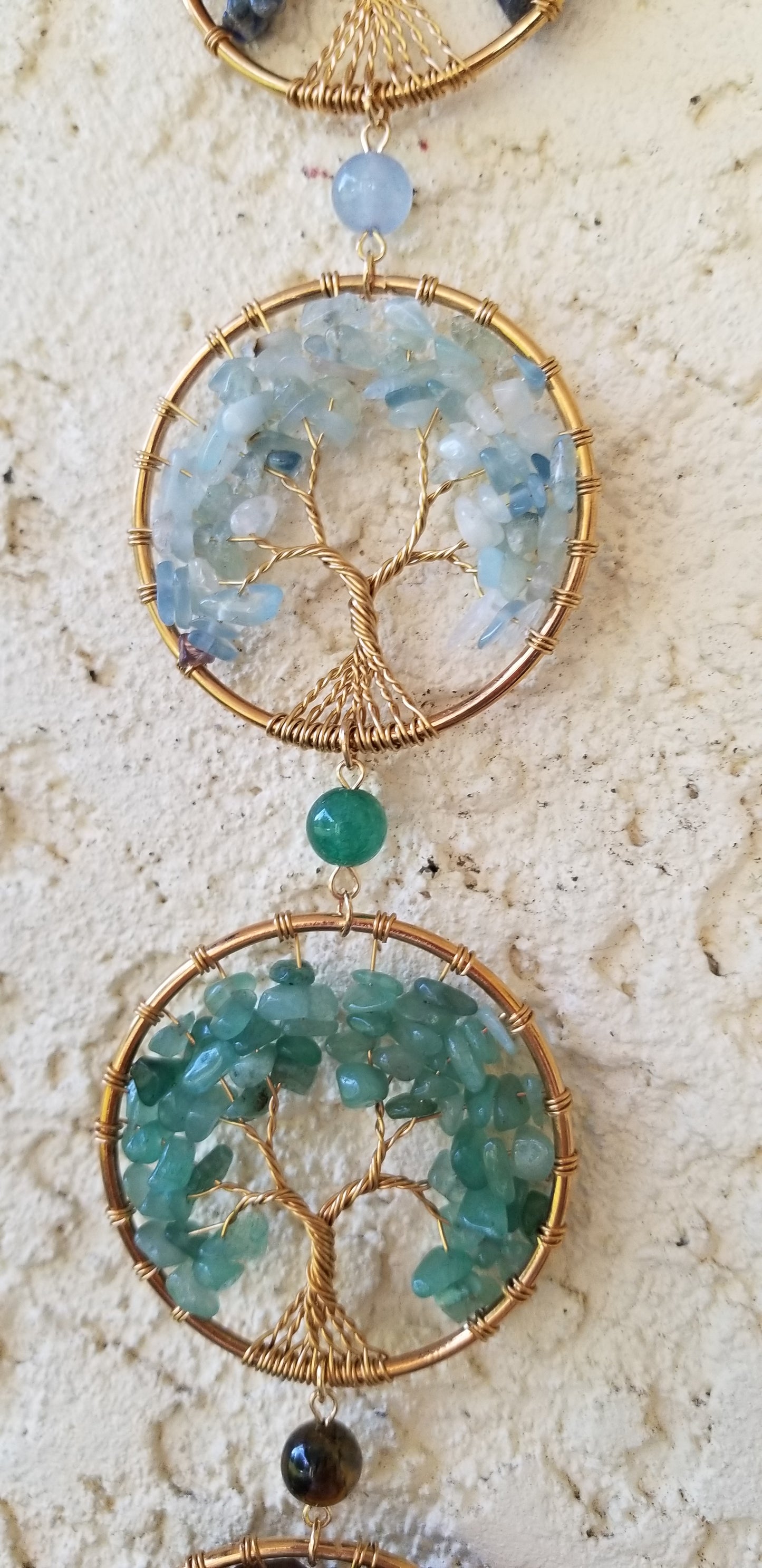Tree of Life Hanging Crystal Decor w/ 7 Chakra Trees