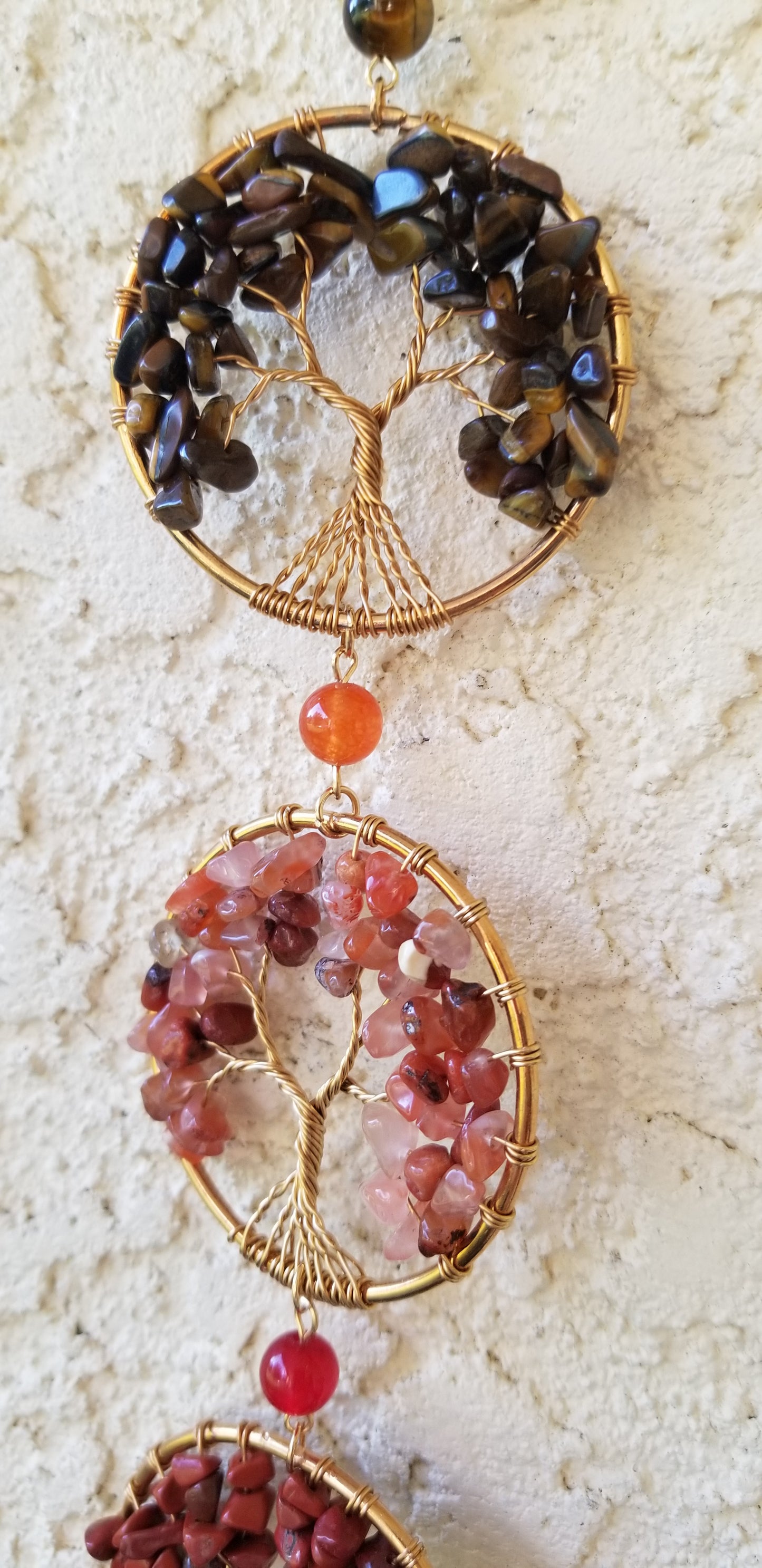 Tree of Life Hanging Crystal Decor w/ 7 Chakra Trees
