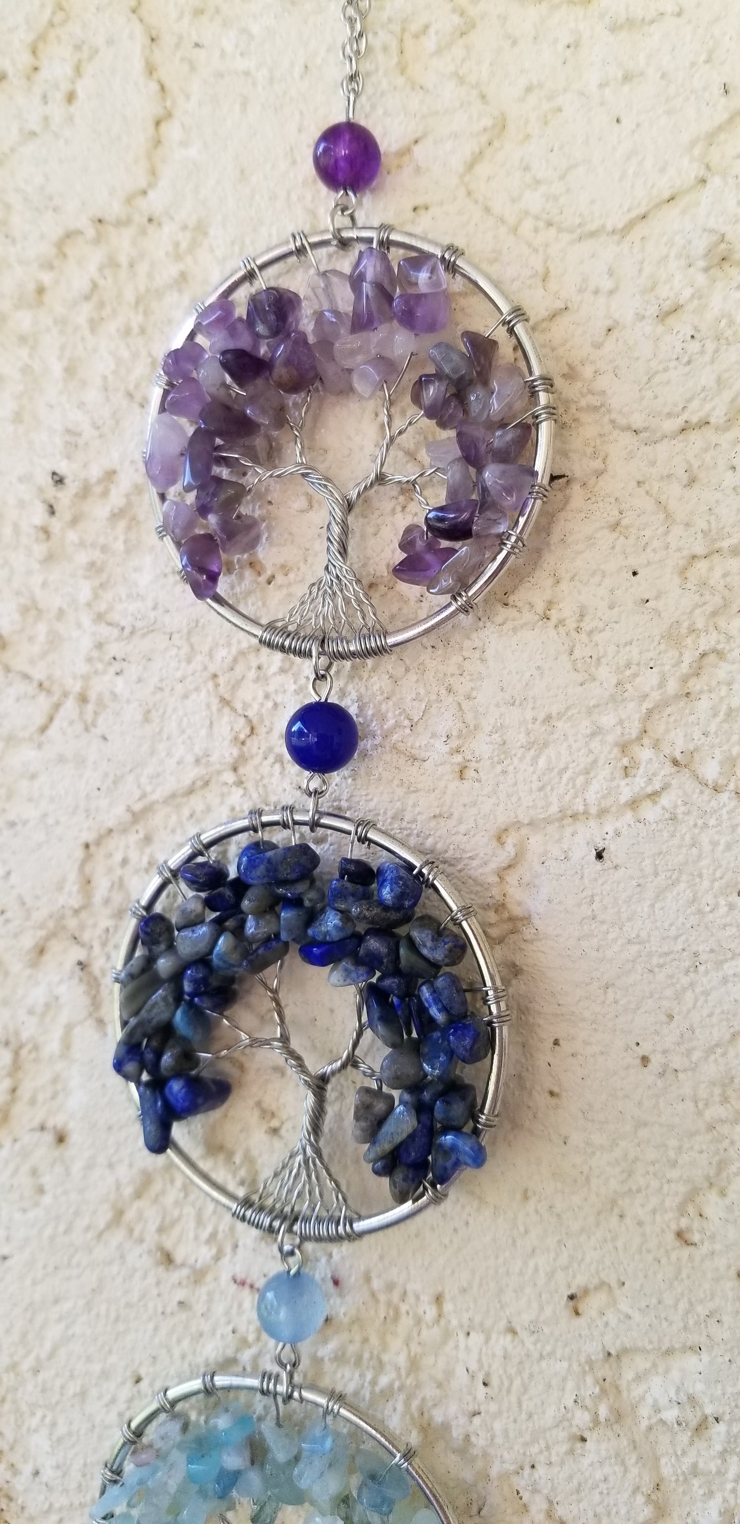 Tree of Life Hanging Crystal Decor w/ 7 Chakra Trees