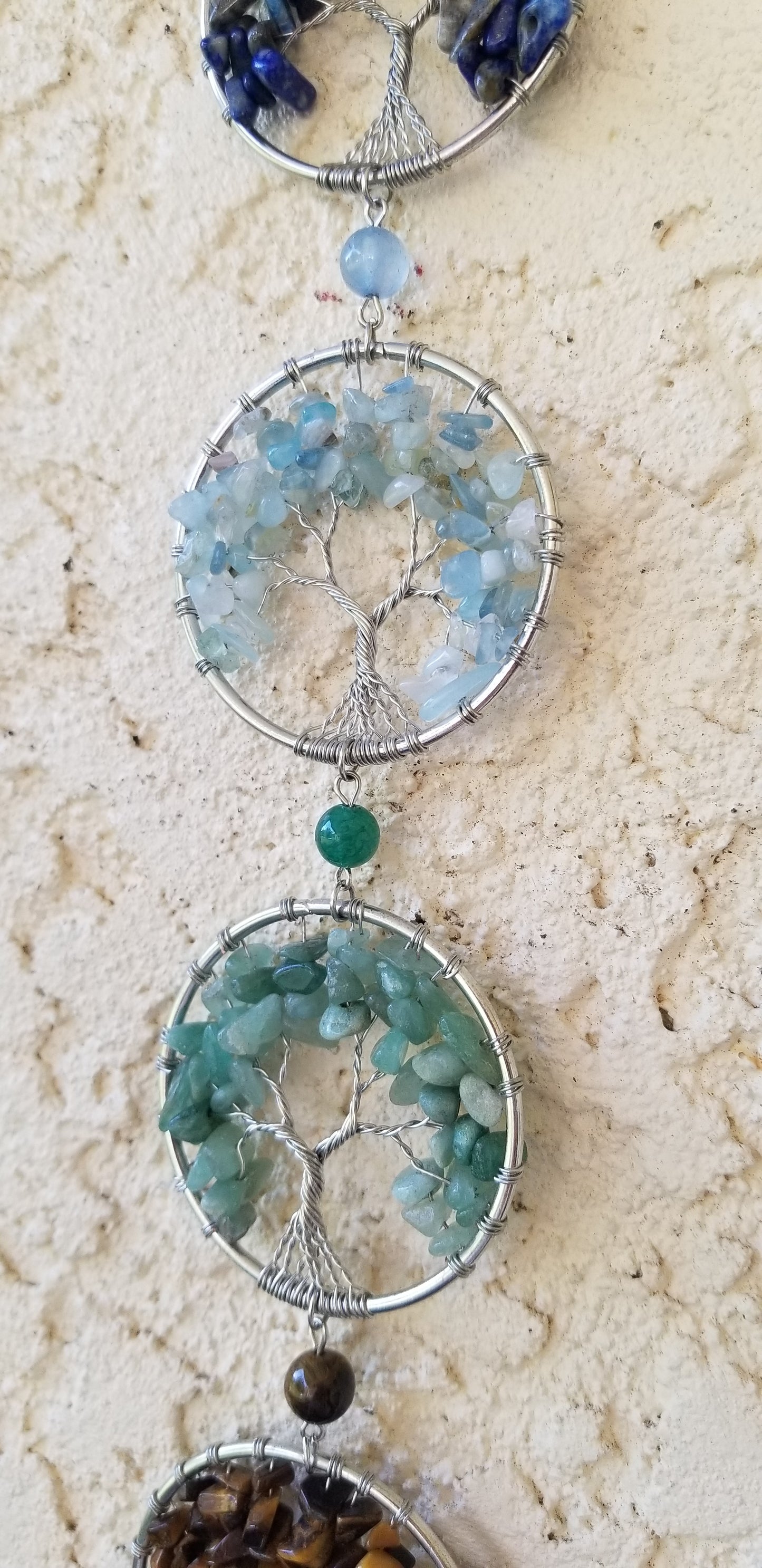 Tree of Life Hanging Crystal Decor w/ 7 Chakra Trees
