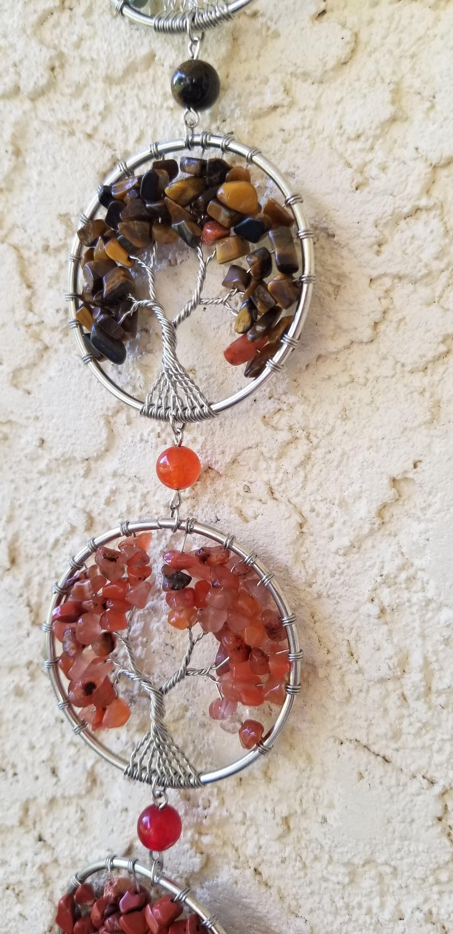 Tree of Life Hanging Crystal Decor w/ 7 Chakra Trees