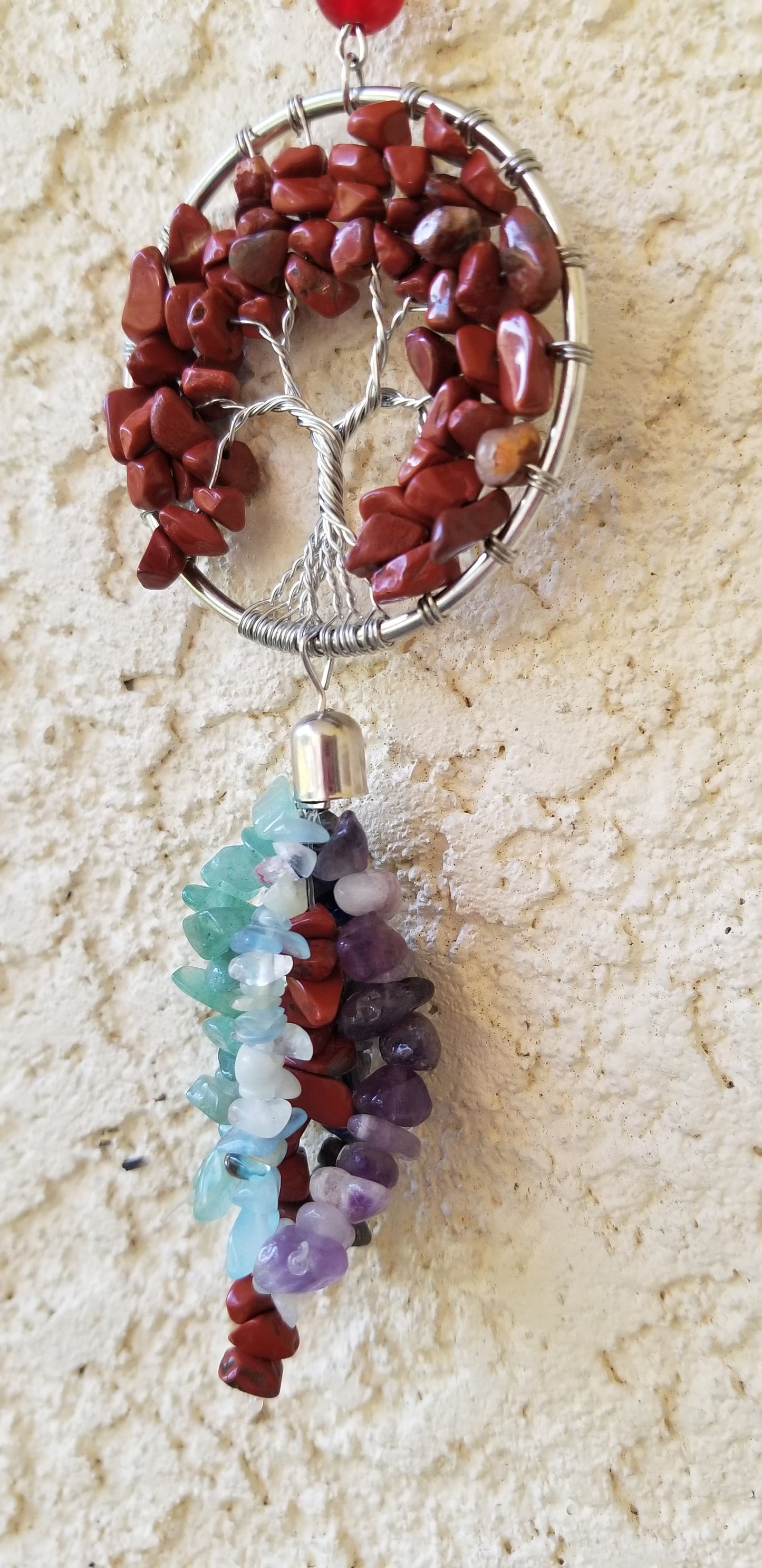Tree of Life Hanging Crystal Decor w/ 7 Chakra Trees