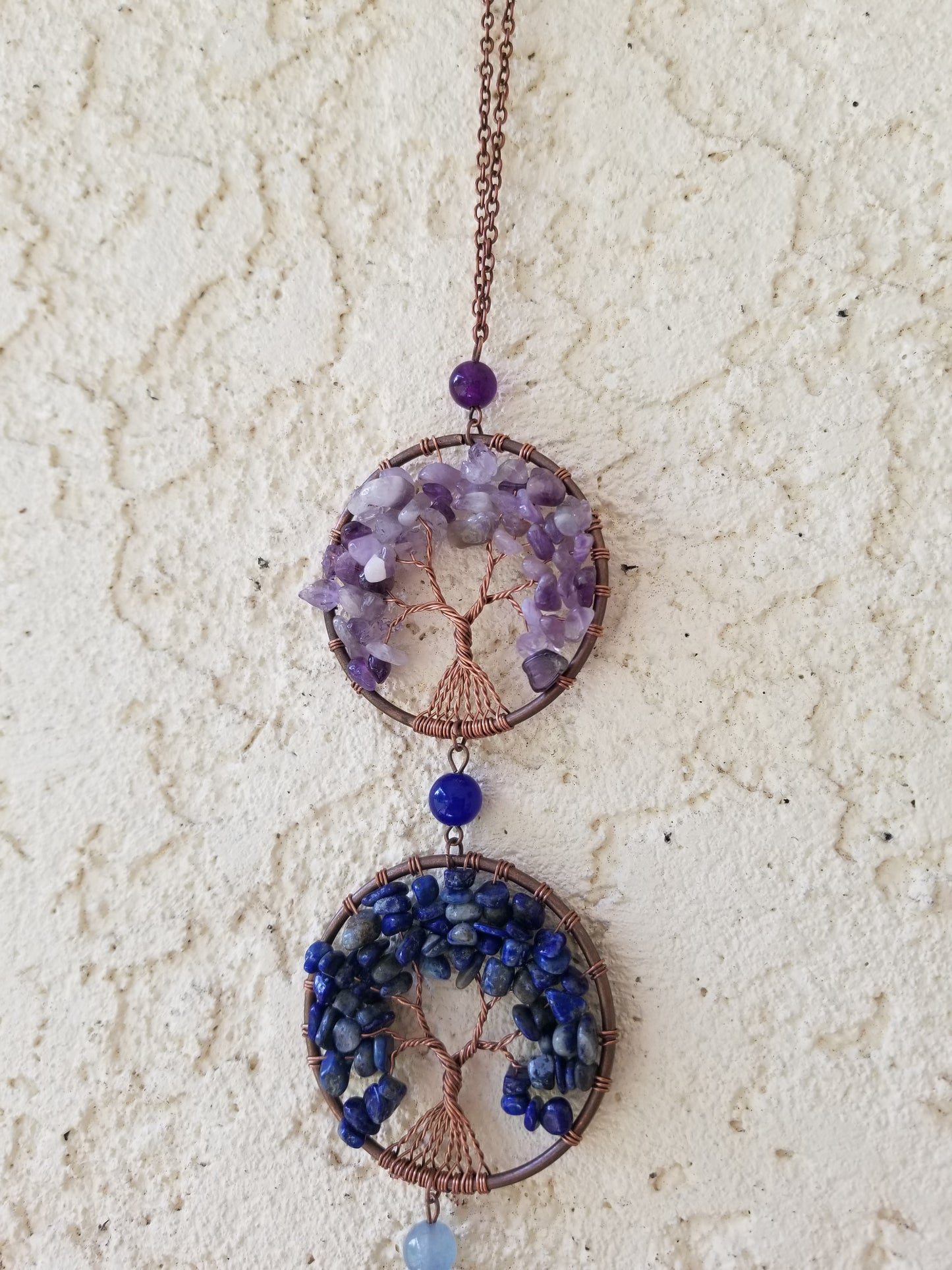 Tree of Life Hanging Crystal Decor w/ 7 Chakra Trees