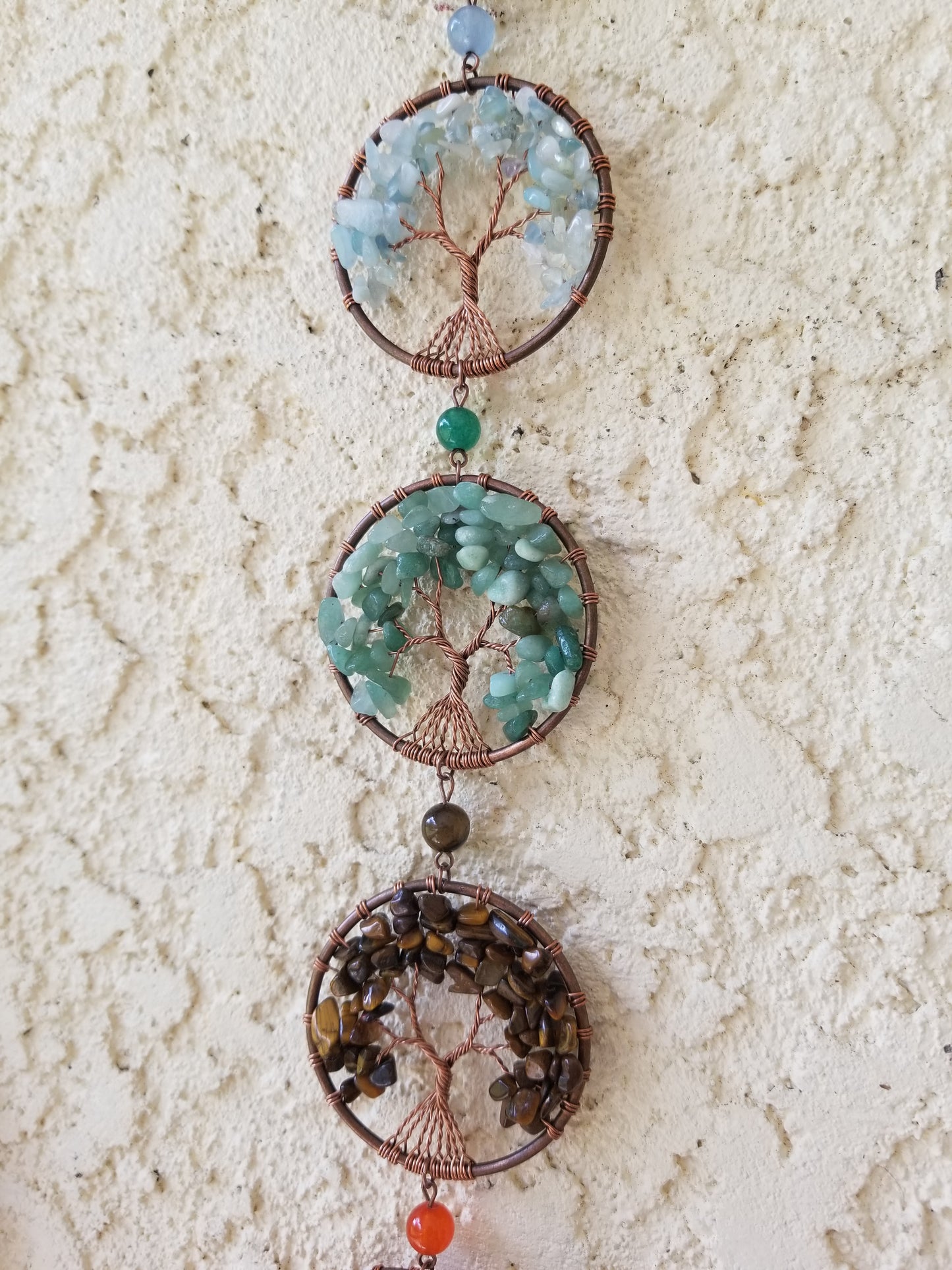 Tree of Life Hanging Crystal Decor w/ 7 Chakra Trees