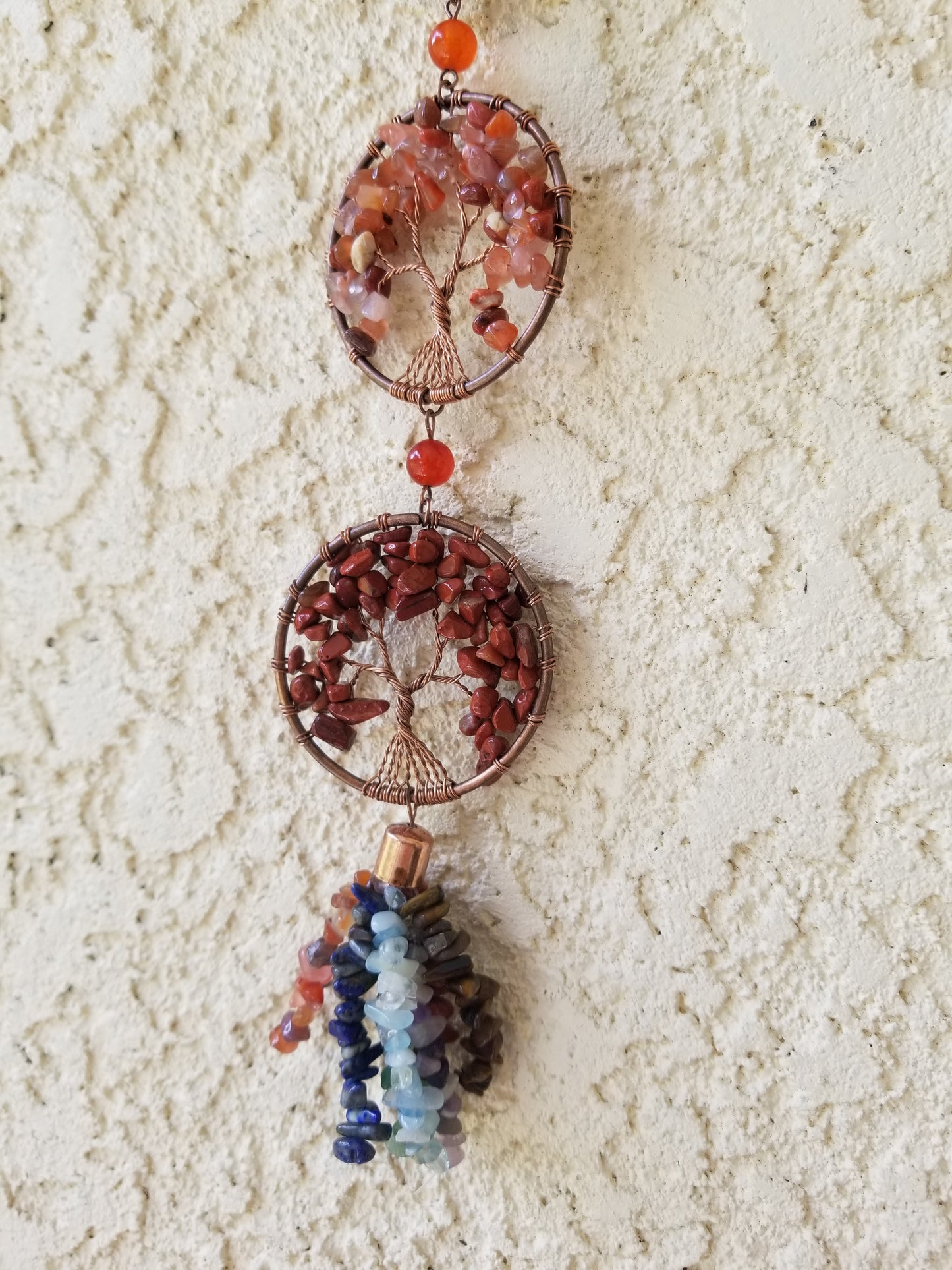 Tree of Life Hanging Crystal Decor w/ 7 Chakra Trees
