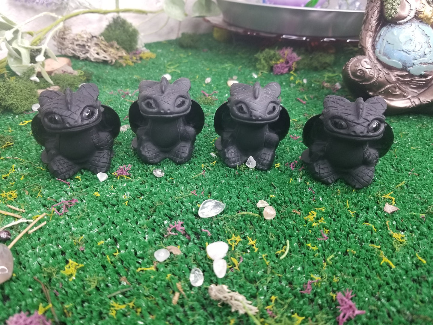 Black Obsidian Toothless Carvings