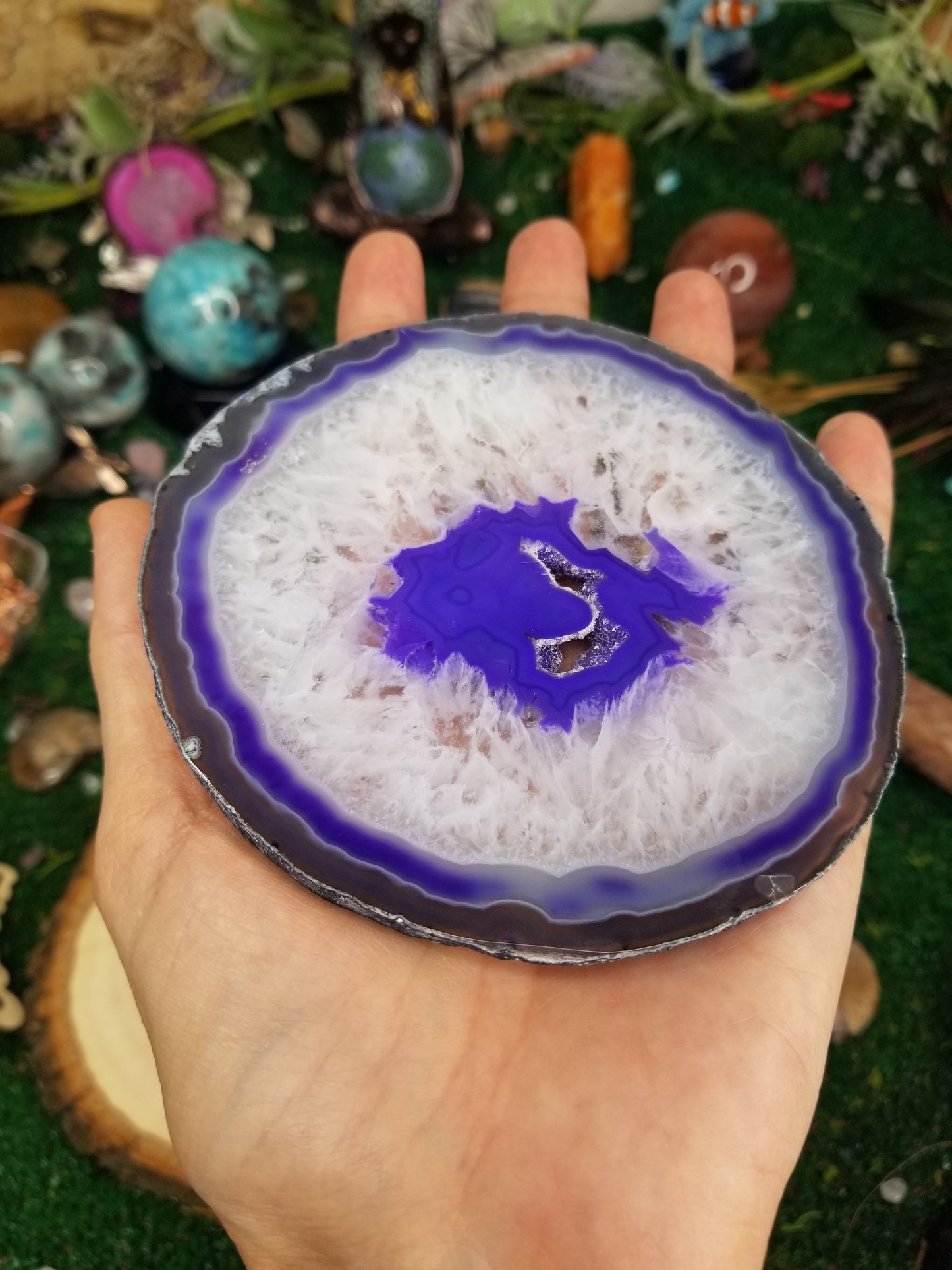 Purple Agate Slice w/ Druzy