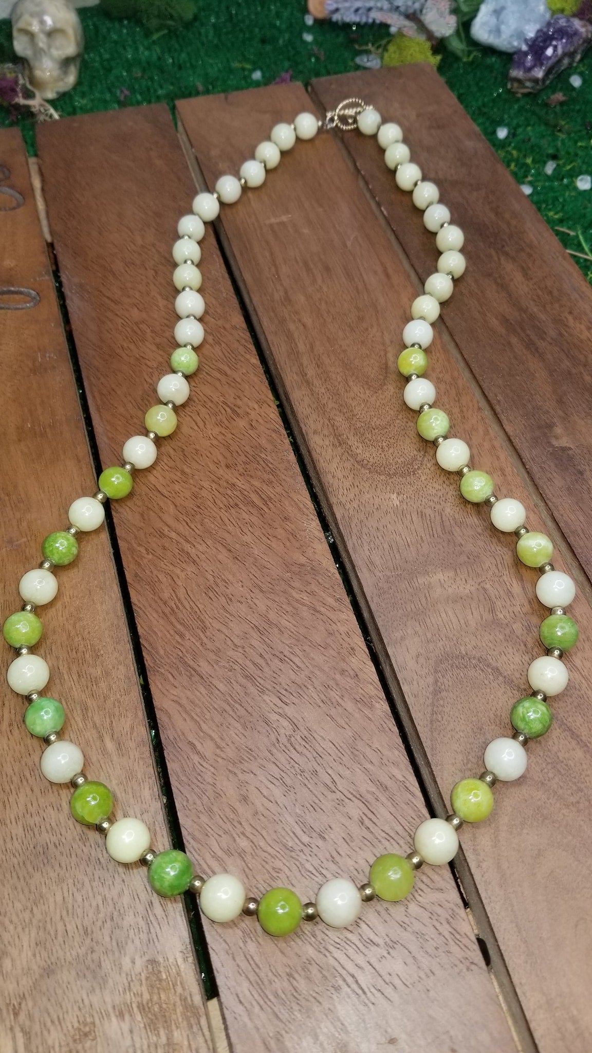 Light Green Ombre Agate Beaded Necklace