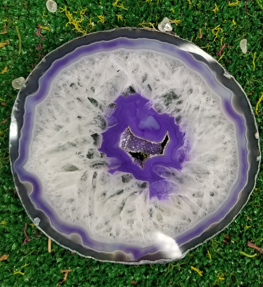 Purple Agate Slice w/ Druzy