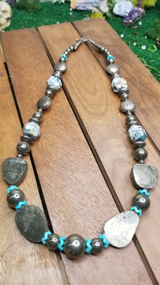 Pyrite and Turquoise Necklace