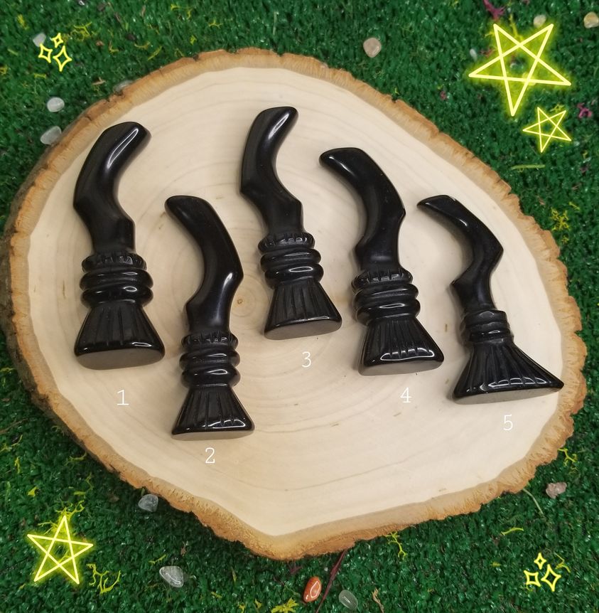 Black Obsidian Witchy Brooms