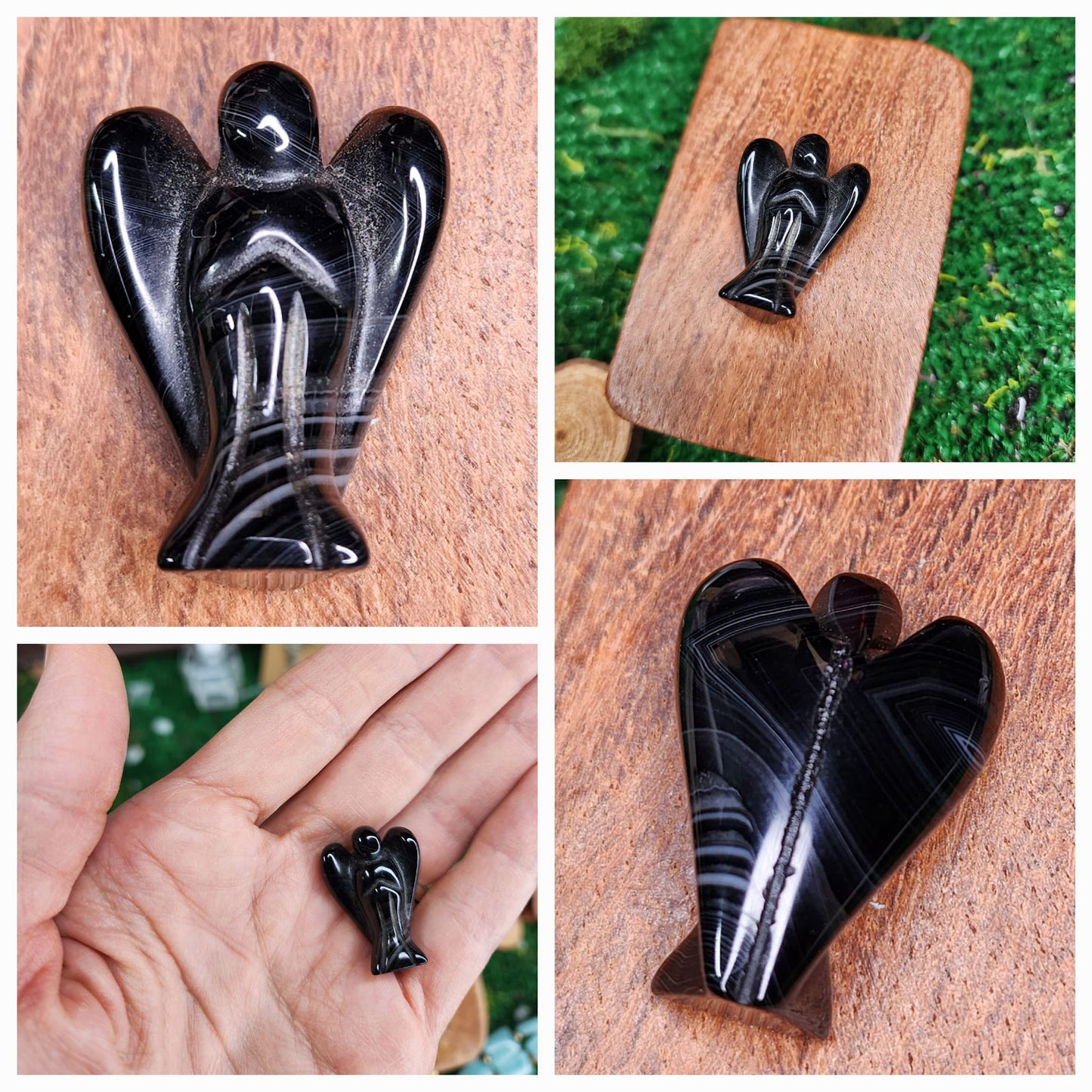 Black Agate & Clear Quartz Crystal Angels 😇