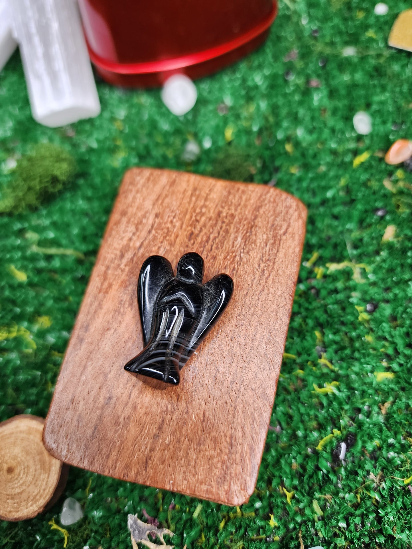 Black Agate & Clear Quartz Crystal Angels 😇