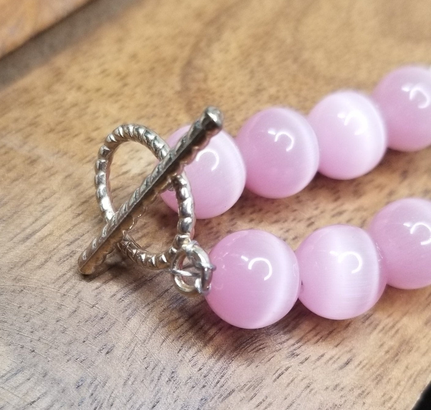 Pink Cat's Eye and Crackle Quartz Necklace
