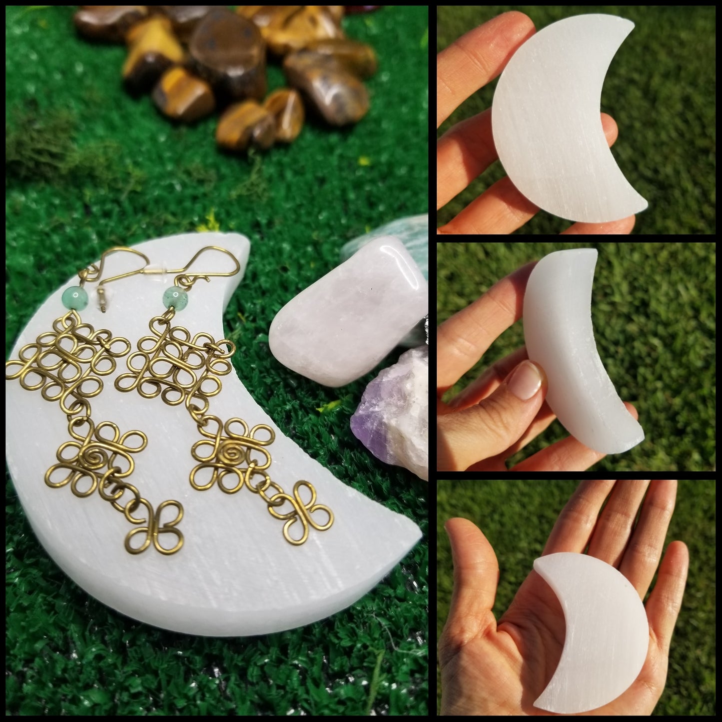 Crescent Moon Selenite/Satin Spar Plates