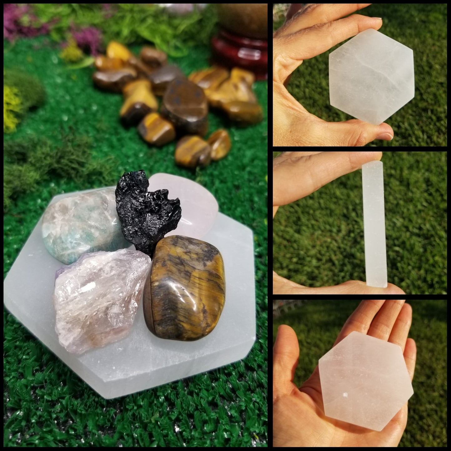 Crescent Moon Selenite/Satin Spar Plates