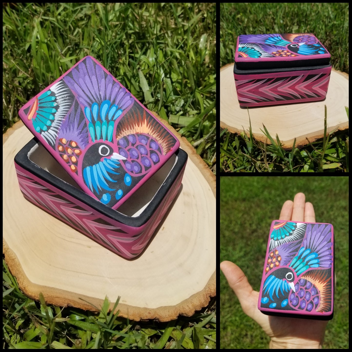 Clay Peacock & Owl Keepsake Boxes