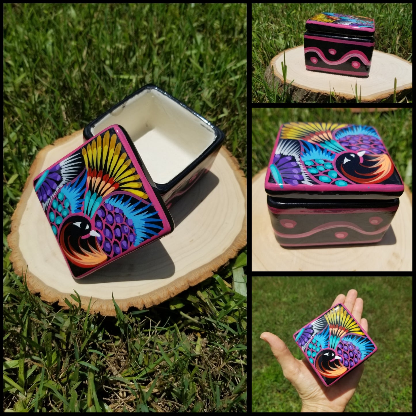 Clay Peacock & Owl Keepsake Boxes
